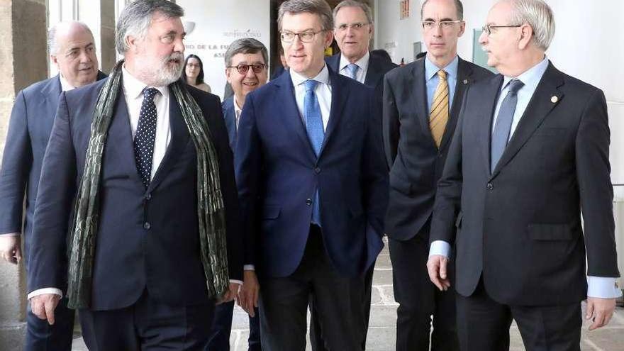 En primer término, Luciano Vidán, Núñez Feijóo, Vázquez Almuiña y Serafín Romero.