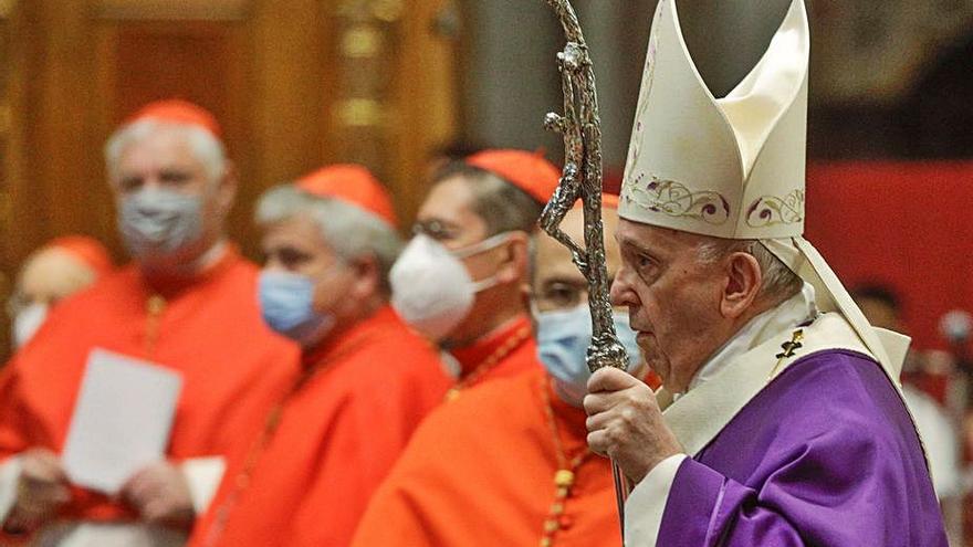 El papa Francisco, ayer, en la homilía.   | // REUTERS