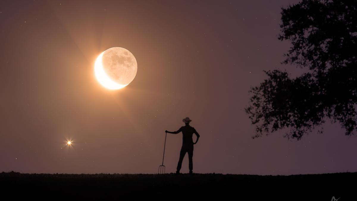 La conjunción de la Luna y Júpiter en la cámara del eldense Jordi L. Coy.