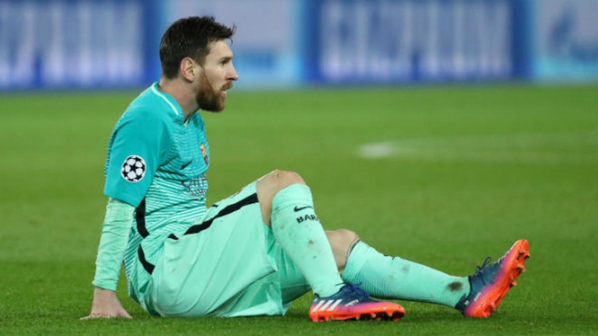 Messi, durante el partido entre el Barça y el PSG en París.