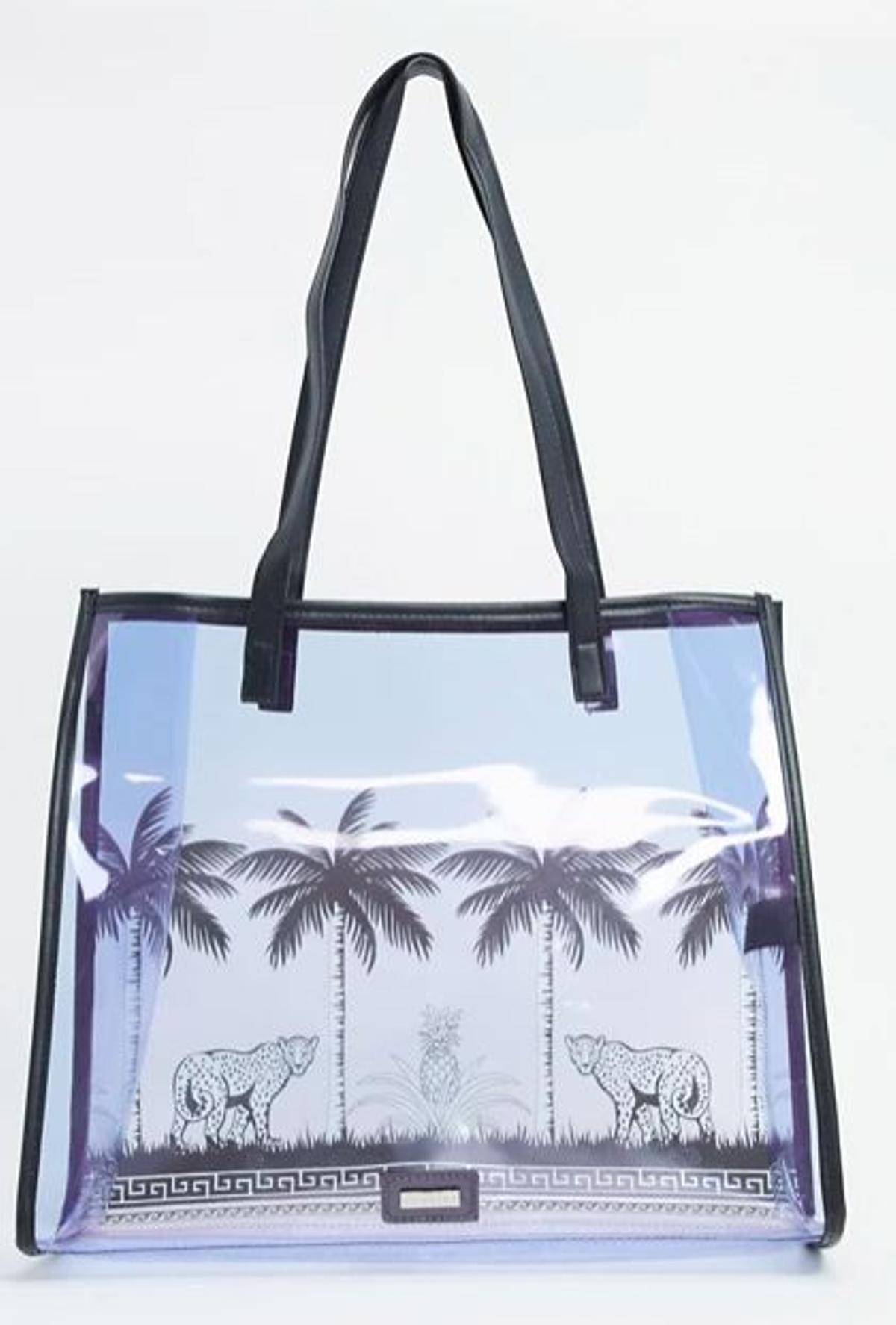 Bolso tote con estampado de palmeras en violeta de Skinnydip