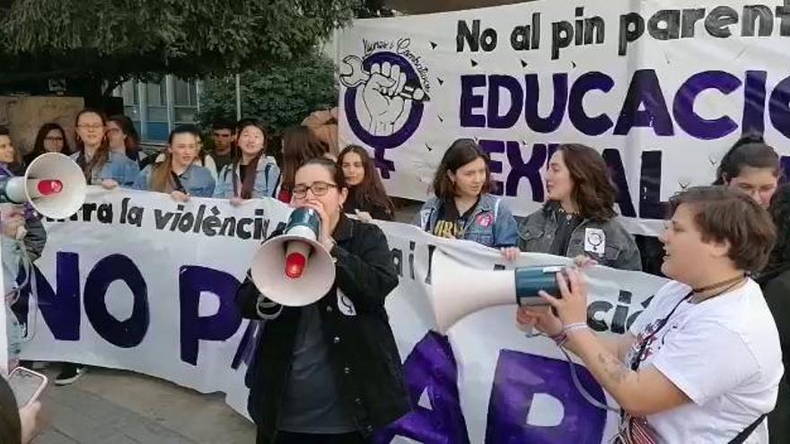 Centenares de estudiantes se manifiestan en València contra el pin parental