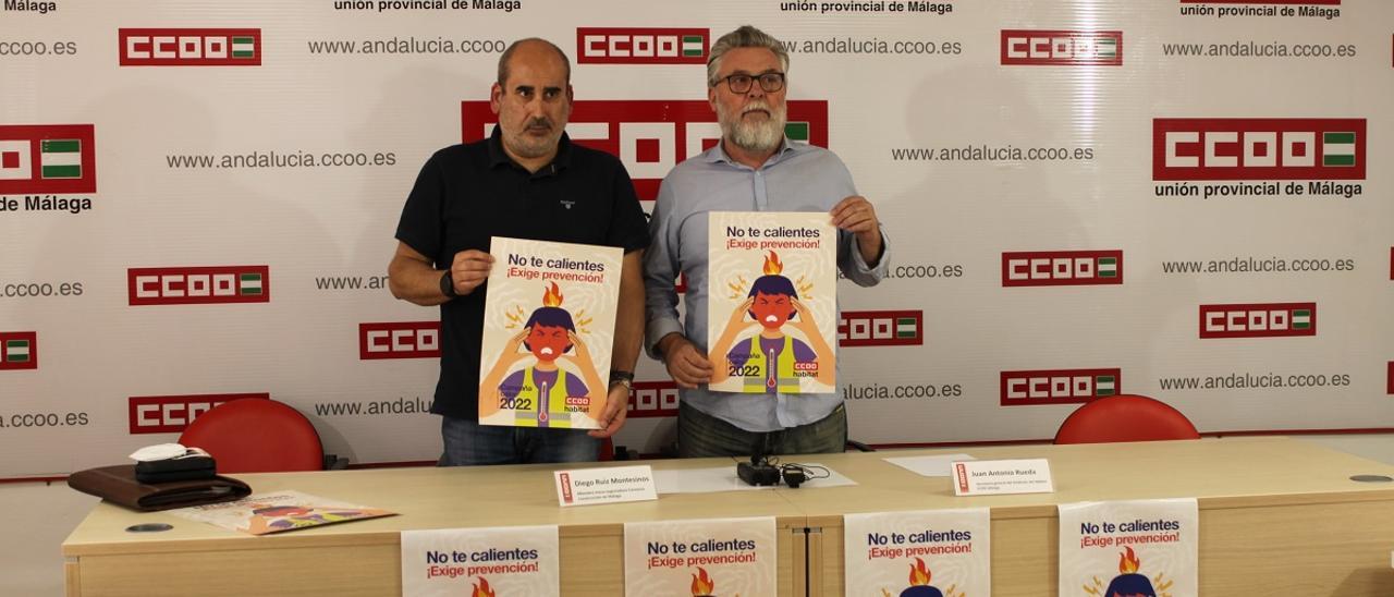 La presentación de la campaña de CCOO para la prevención del calor en el sector de la construcción en Málaga.