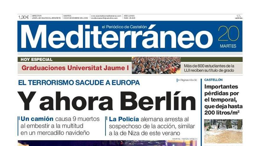 Y ahora Berlín, en la portada de Mediterráneo