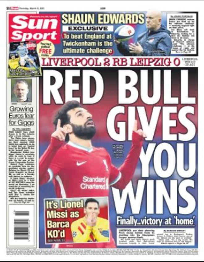 La portada de Sun Sport del 11/03/21