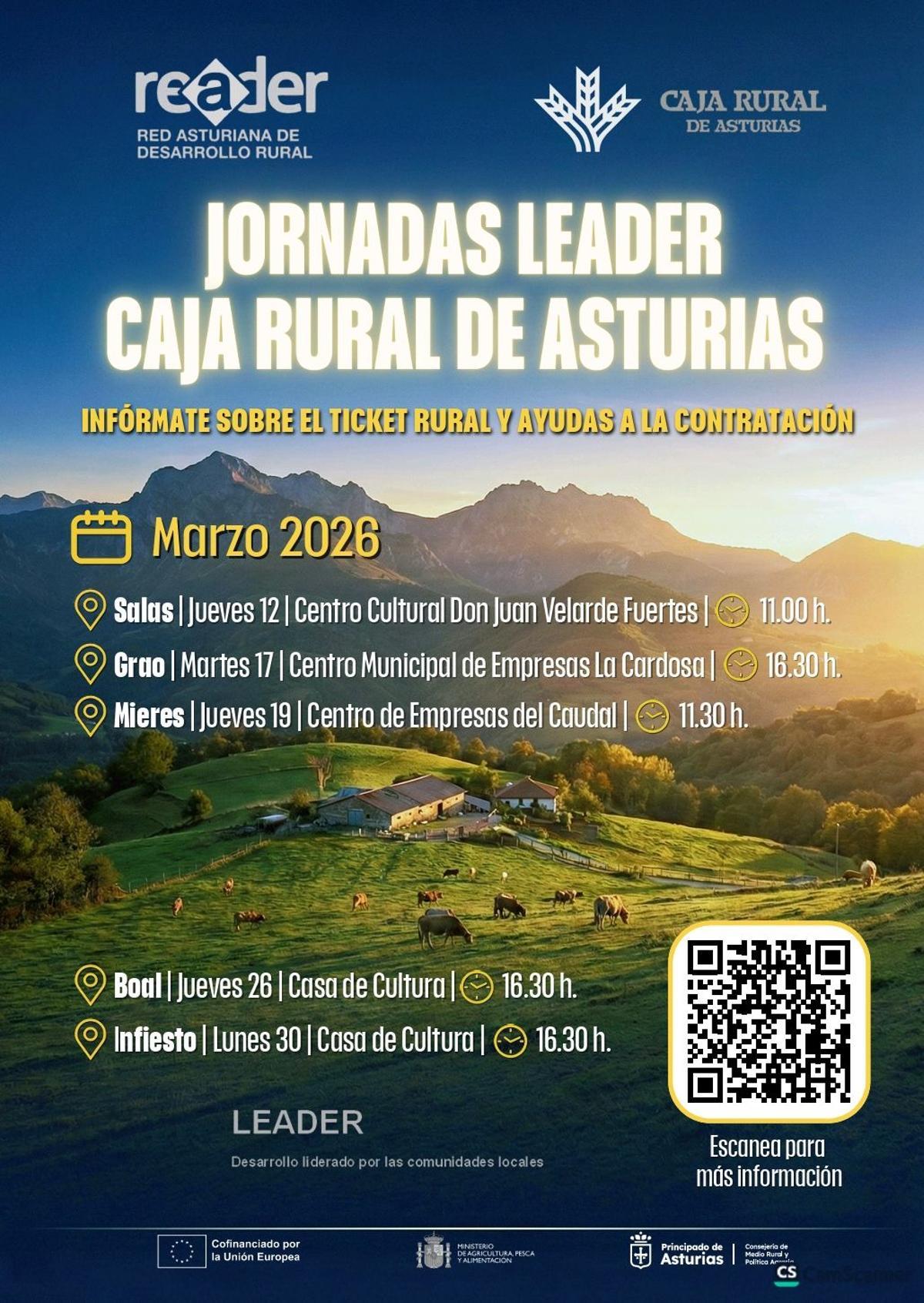 Cartel anunciativo de las jornadas Leader en Salas.