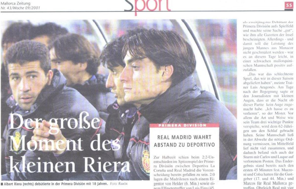 Die MZ 2001 zum Debüt des damals 18-Jährigen.