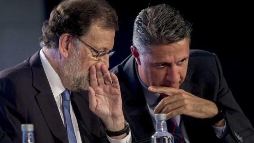 El president del Govern espanyol, Mariano Rajoy, ahir amb el líder del PPC, Xavier García Albiol.