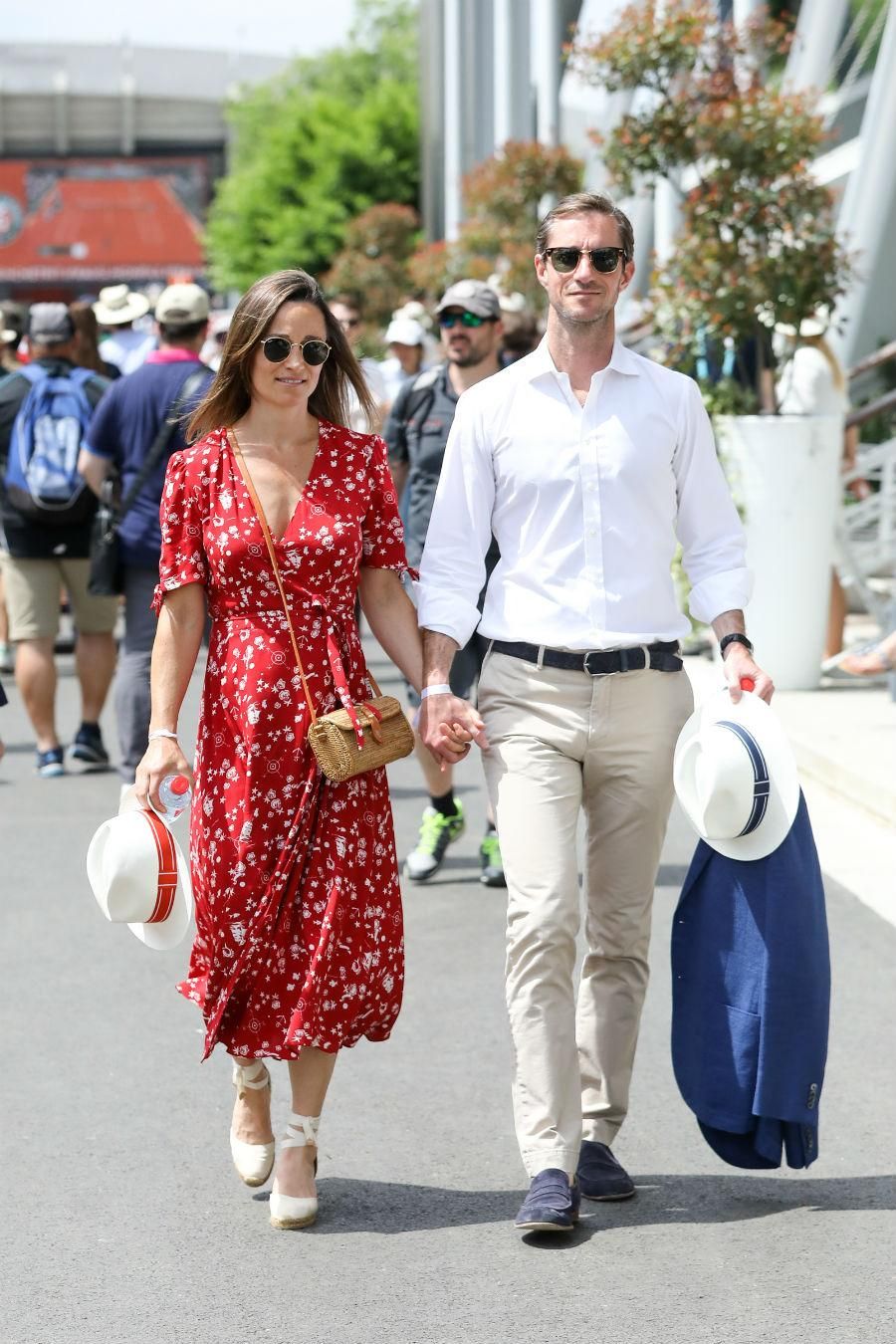 Pippa Middleton y James Matthews a su llegada a la primera jornada de partidos de Rolland Garros