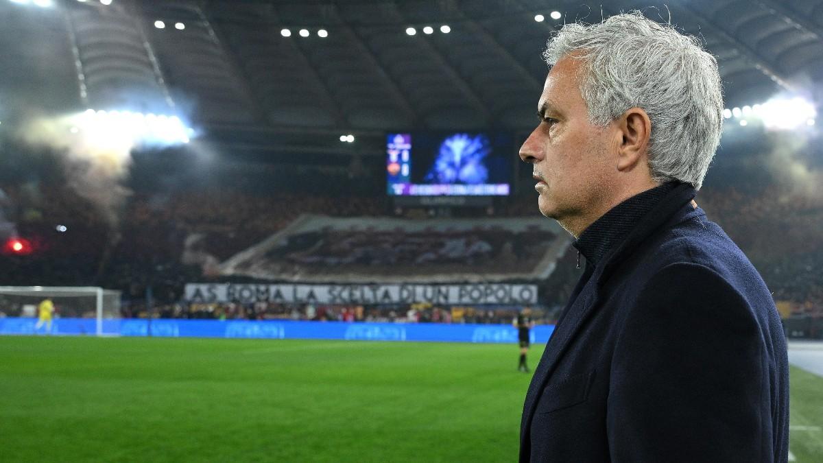 Jose Mourinho en el Estadio Olímpico de Roma