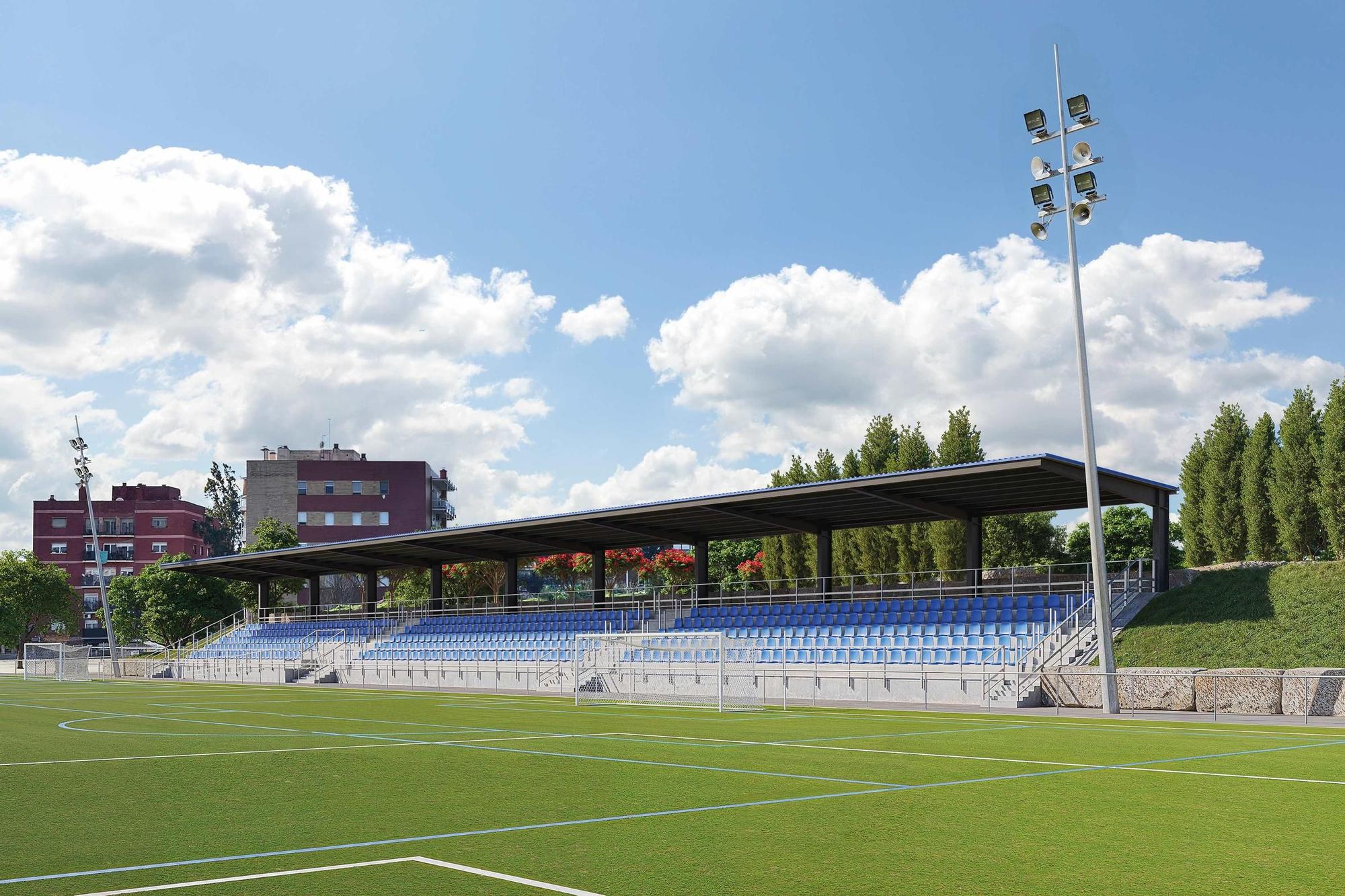 Reforma integral del campo de fútbol de Montigalà, en Badalona.