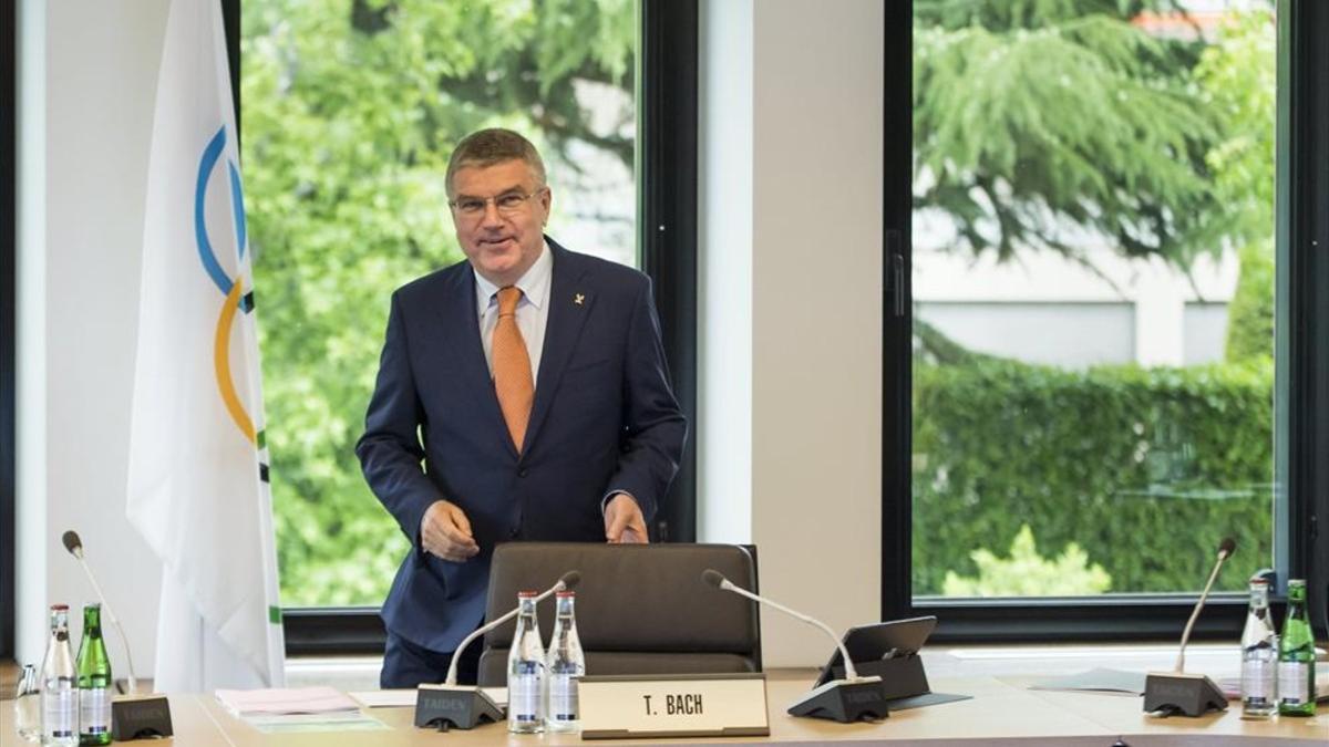 Thomas Bach, presidente del CIO, antres de iniciar la Ejecutiva