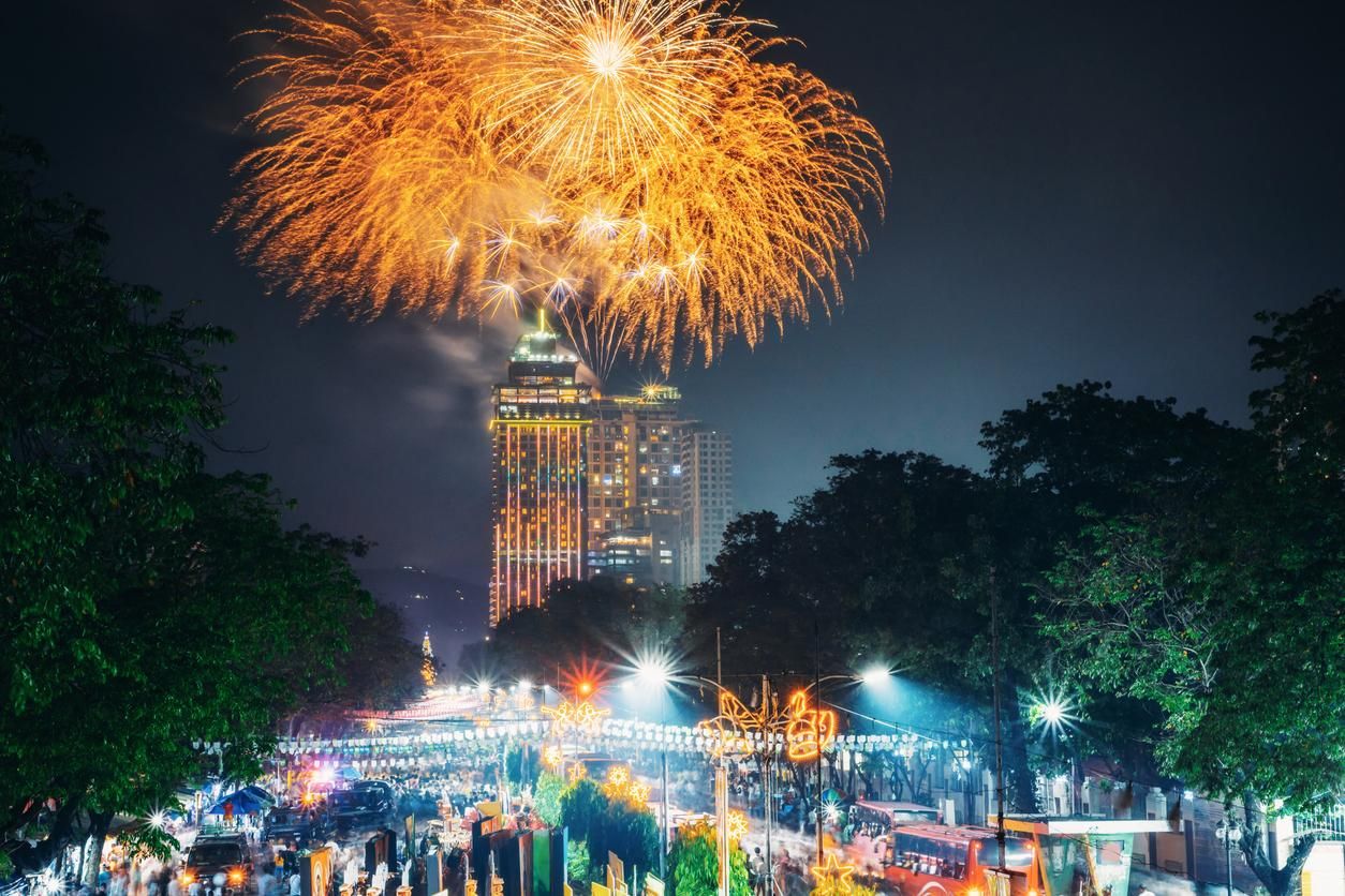 Fuegos artificiales en Cebú, Filipinas