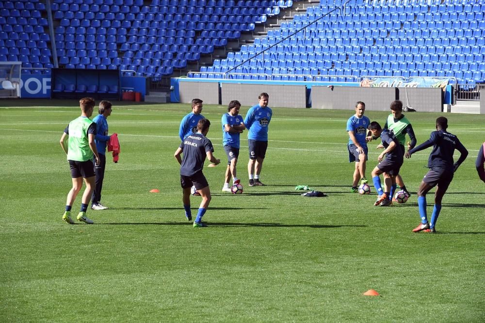 Tino Fernández acude al entrenamiento del Dépor