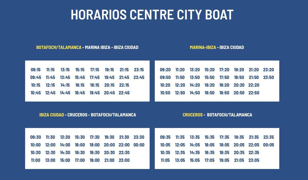 Ibiza City Boat timetable.