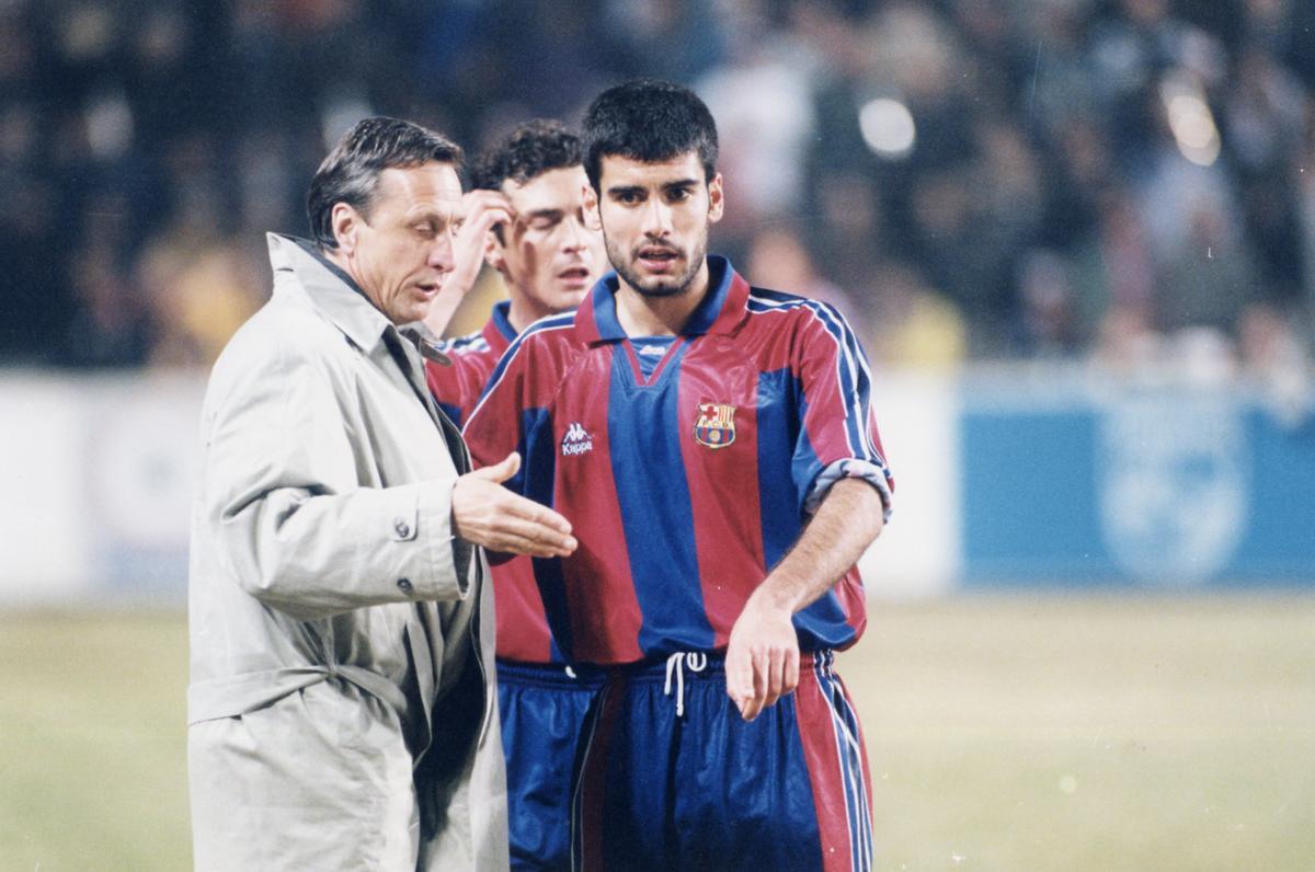 Cruyff, con Pep Guardiola