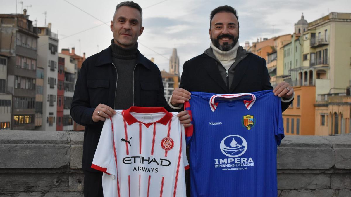 Eloi Amagat i Ivan Portolés, reclams del partit solidari de veterans del Girona i el Llagostera