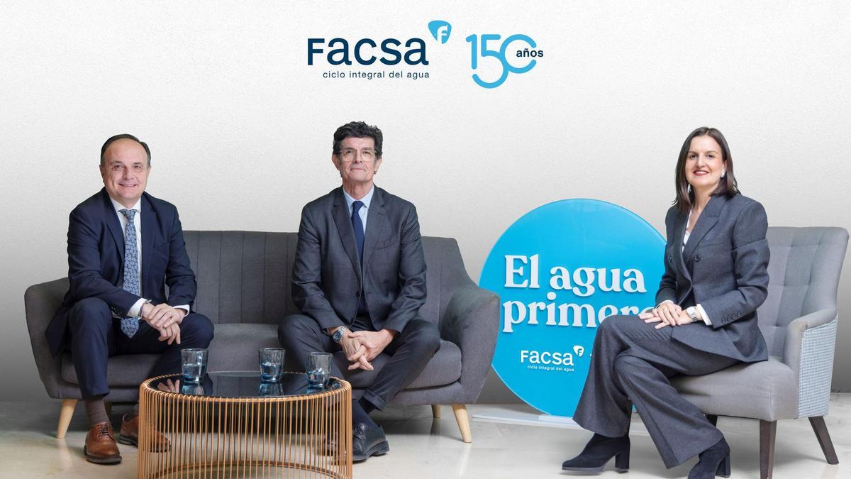 José Claramonte, director General de Facsa; Enrique Gimeno, presidente de Facsa; y Elena Llopis, consejera de Facsa