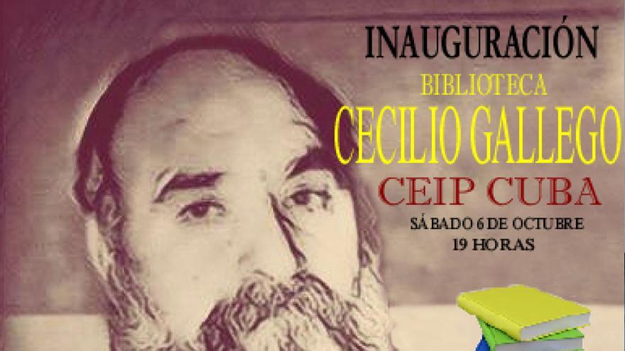 Imagen del cartel del acto de inauguración de la biblioteca