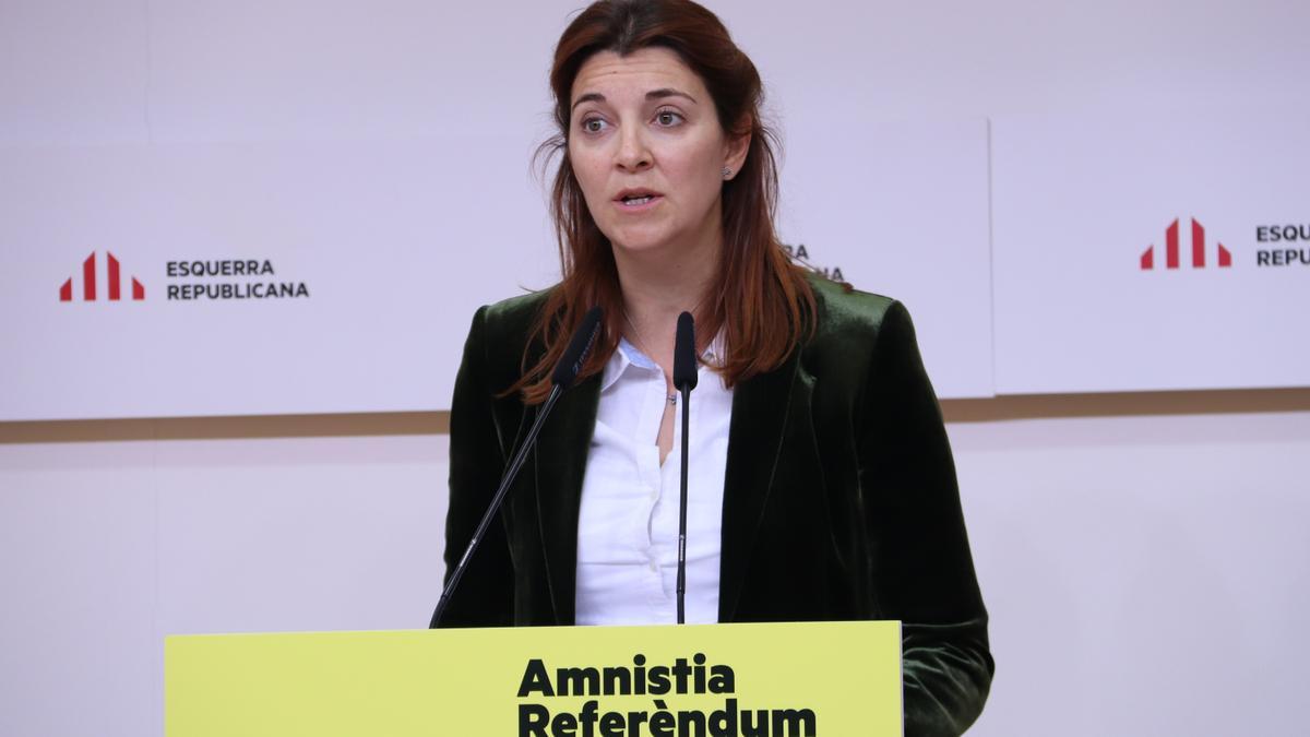 La diputada d&#039;ERC al Congrés dels Diputats Carolina Telechea en una roda de premsa a la seu del partit de Barcelona