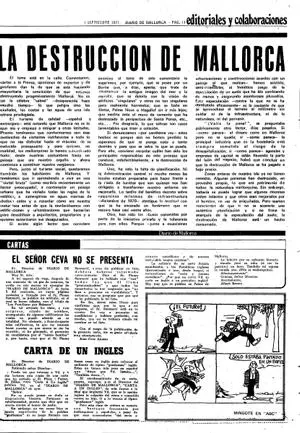 Lea aquí el editorial de Diario de Mallorca publicado el 1 de septiembre de 1971: "La destrucción de Mallorca"