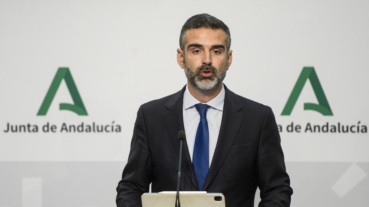 El  portavoz del Ejecutivo, Ramón Fernández-Pacheco, durante la rueda de prensa posterior al Consejo de Gobierno.
