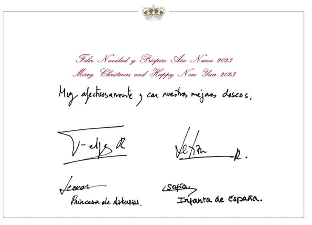 Felicitación Navideña de la Familia Real firmada por Don Felipe, Doña Letizia, la Princesa Leonor y la Infanta Sofía