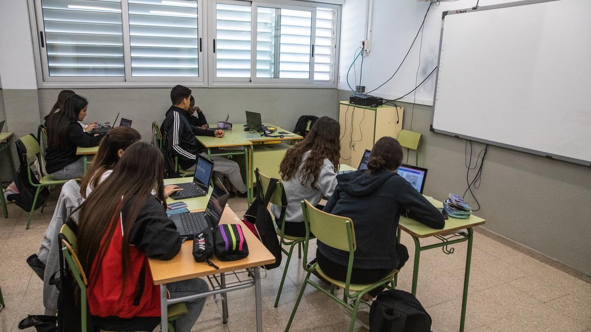 Aula de ESO de un instituto catalán, el curso pasado.