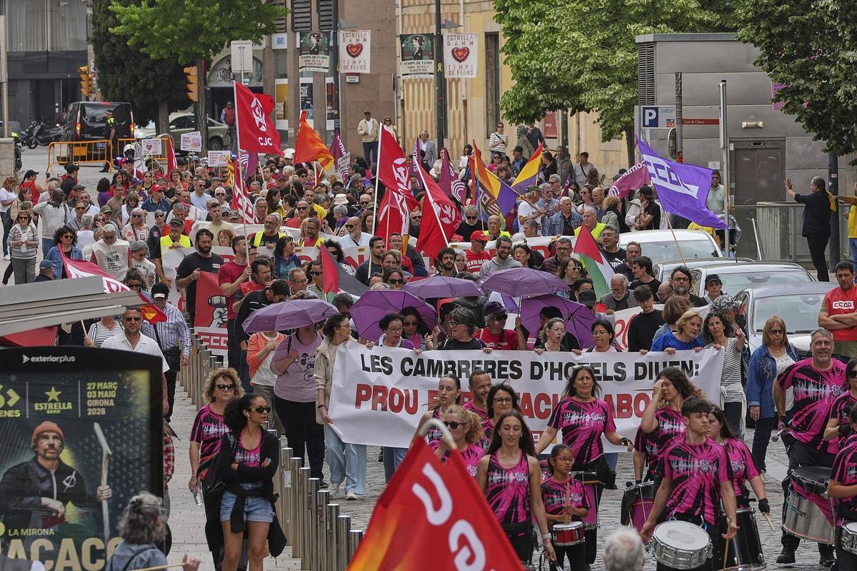 Les imatges de la manifestació de l'1 de maig a Girona