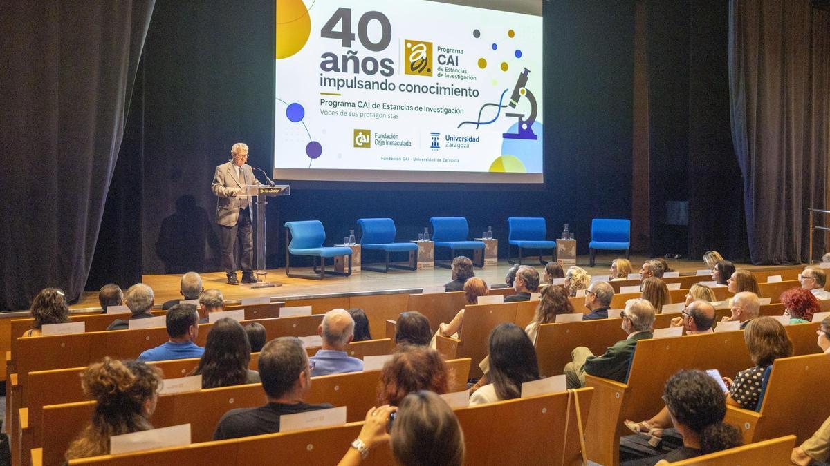 José Ramón Auría, presidente de la Fundación CAI, durante el acto conmemorativo de los 40 años.
