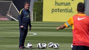 Entrenament del Barça, a la ciutat esportiva de Sant Joan Despí, per preparar el duel contra l’Atlètic al Calderón.