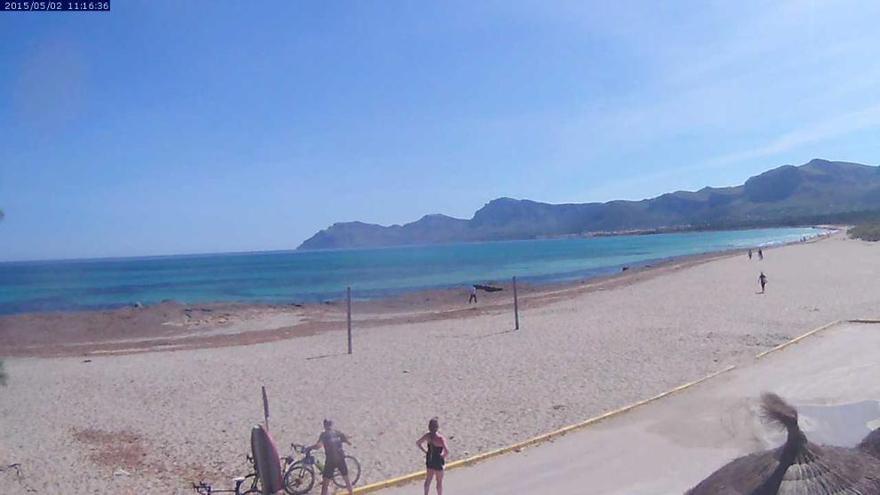 Ein Traum: Der Strand von Son Serra Marina am Samstagvormittag (2.5.), aufgenommen von unserer Webcam