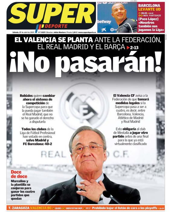 Portada SUPERDEPORTE sábado 27 de abril de 2019