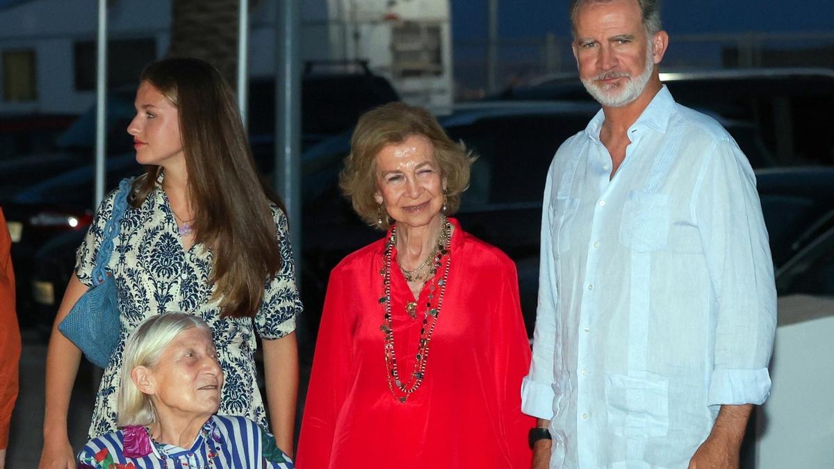 Leonor de Borbón, Tatiana Radziwill, la reina Sofía y Felipe IV, en Palma de Mallorca, el 4 de agosto de 2024.