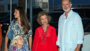 Leonor de Borbón, Tatiana Radziwill, la reina Sofía y Felipe IV, en Palma de Mallorca, el 4 de agosto de 2024.