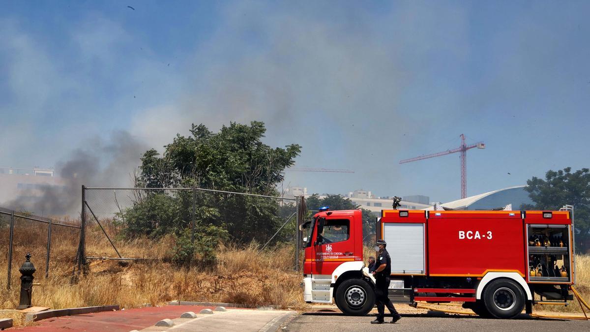 Incendio de pastos en un solar, en una imagen de archivo.