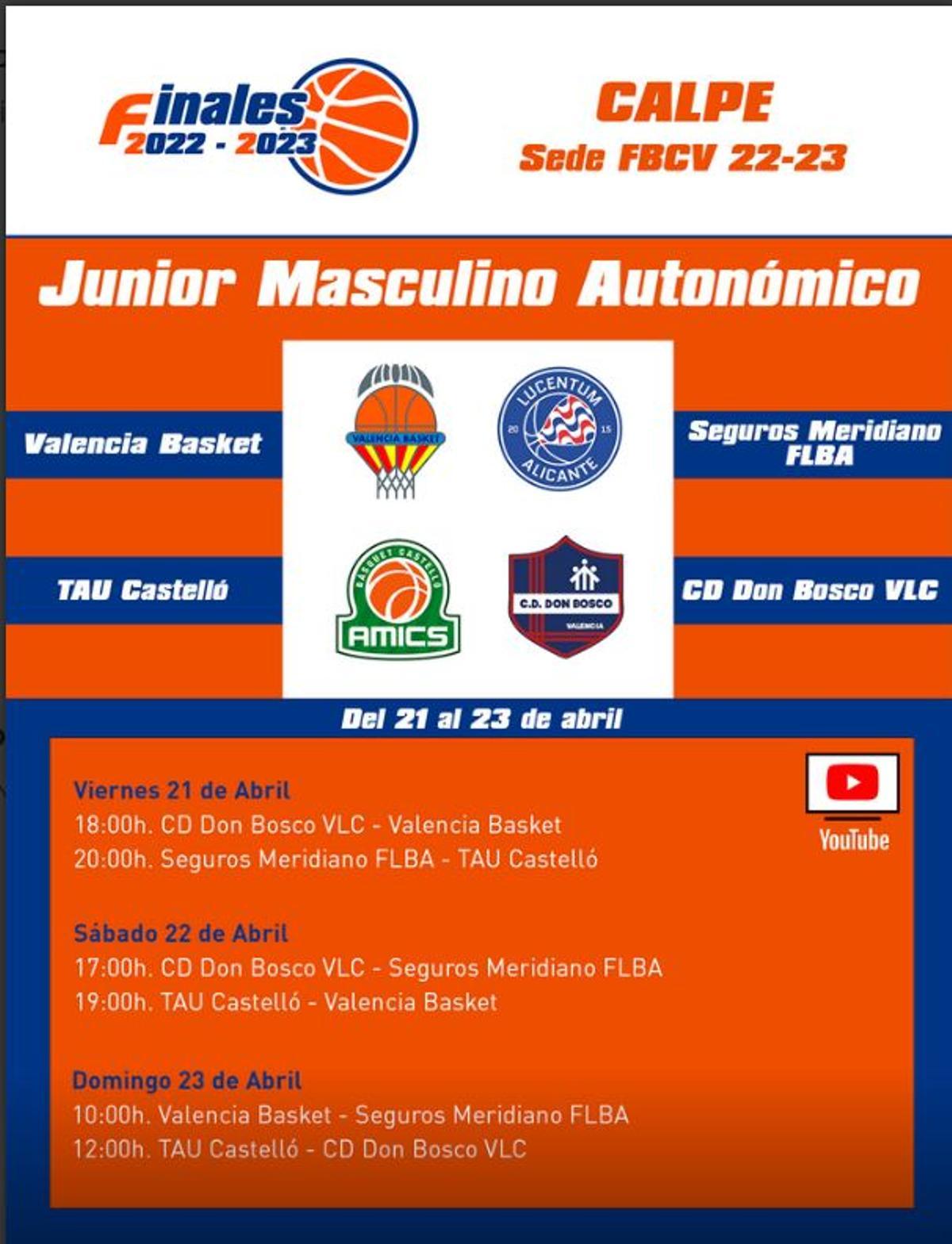 Fase Final Júnior Masculino Autonómico se celebrará en el Pabellón Domingo Crespo de Calpe.