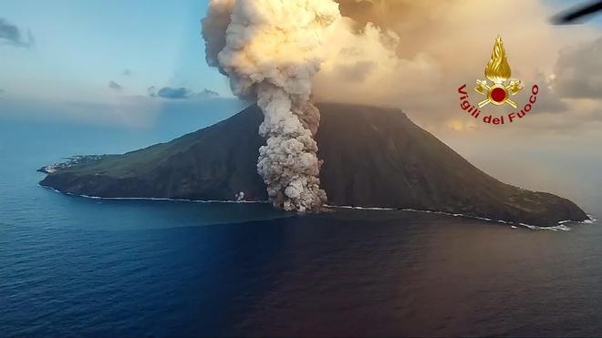 Collapse on Mount Stromboli believed to have released lava ashes and pyroclastic materials