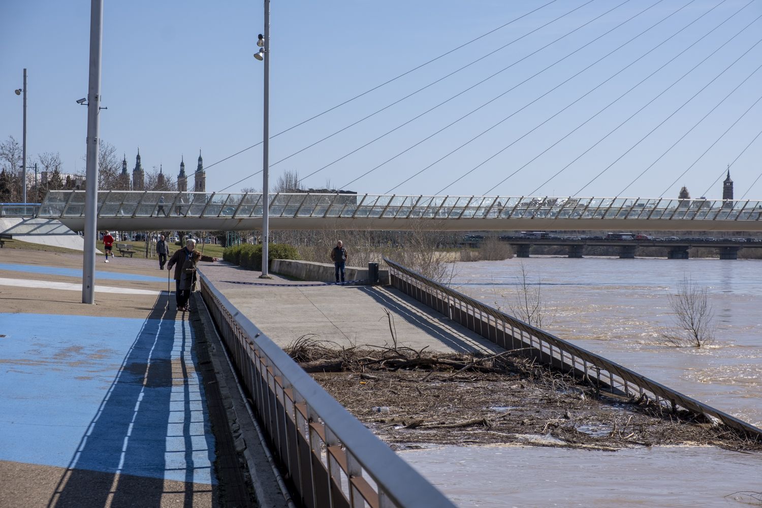 La crecida del Ebro a su paso por Zaragoza, en imágenes