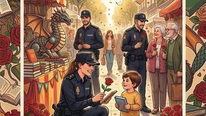 Detalle del cartel de Sant Jordi elaborado por la Policía Nacional
