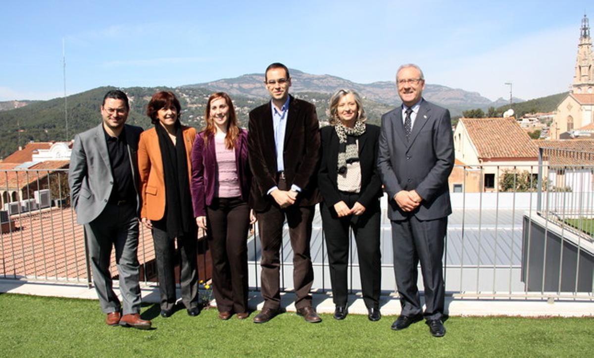 L’alcalde de Sabadell, Joan Carles Sánchez; l’alcaldessa de Barberà, Ana del Frago; l’alcaldessa de Montcada, Maria Elena Pérez; l’alcalde de Castellar, Ignasi Giménez; la presidenta del Consorci de Turisme del Vallès Occidental, Olga Olivé, i l’alcalde de Ripollet, Juan Parralejo.