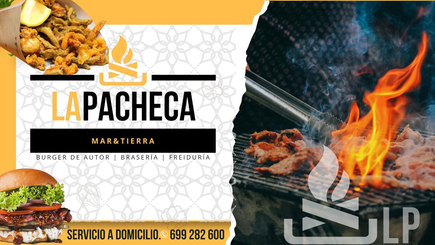 Cartel de La Pacheca, restaurante de la Plaza de Bruselas.