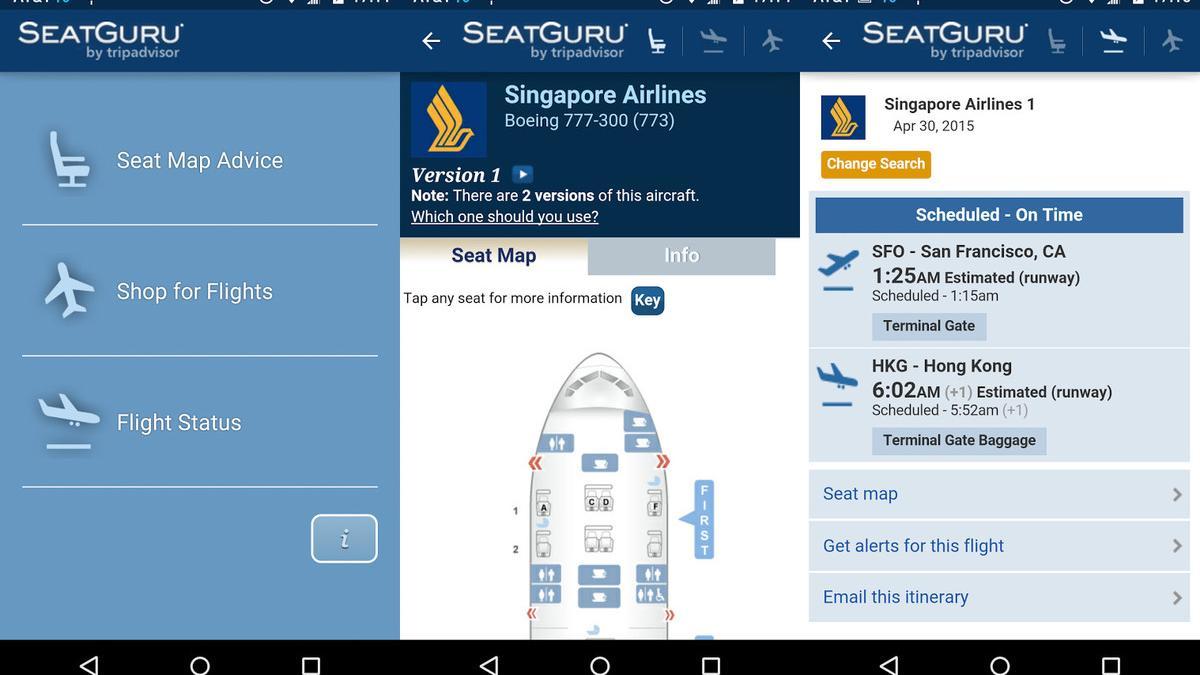 La aplicación Seatguru.