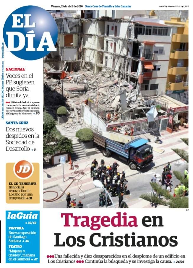 Portada de EL DÍA del 15/04/2016