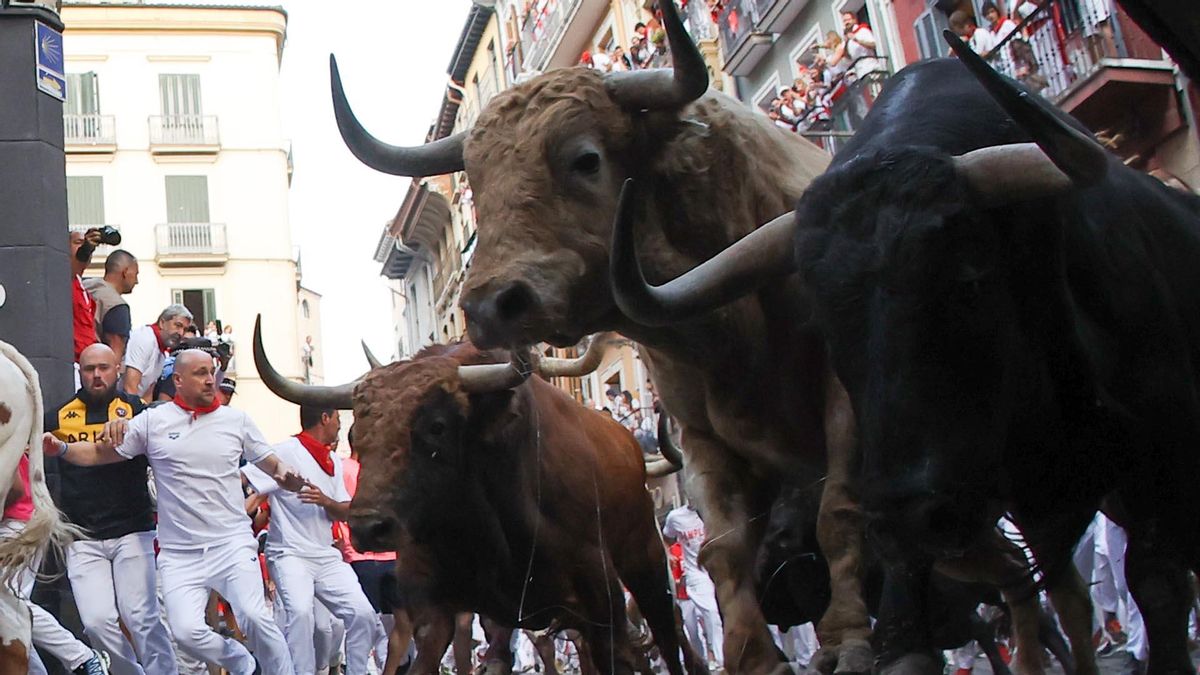 Quinto encierro de San Fermín con toros de Jandilla