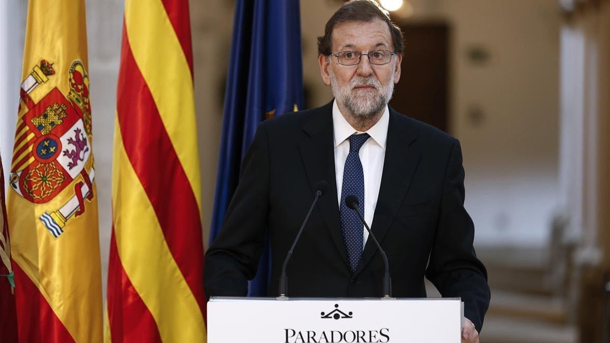 El presidente del Gobierno, Mariano Rajoy, en Lleida, este jueves, 20 de julio.