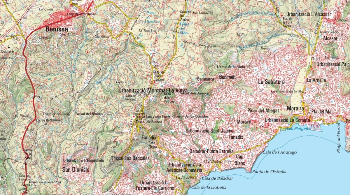Mapa del entorno de Benissa donde se ha producido el accidente.