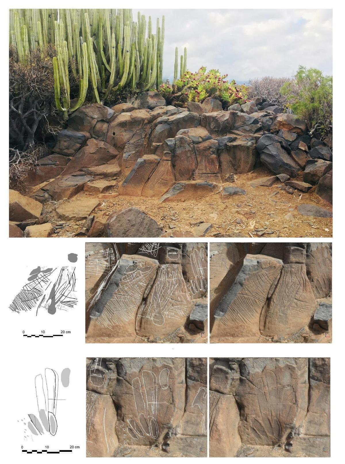 La composición de grabados rupestres de Samarín