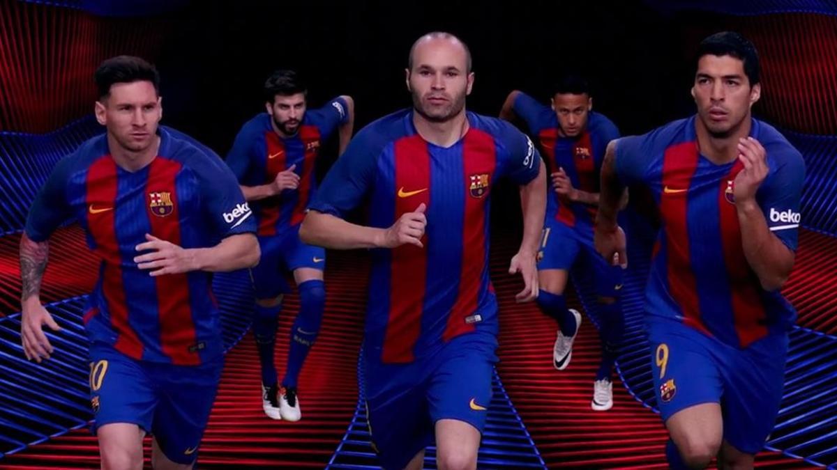 Messi, Iniesta, Suárez, Piqué y Neymar, en una imagen de Nike con la camiseta de esta temporada.