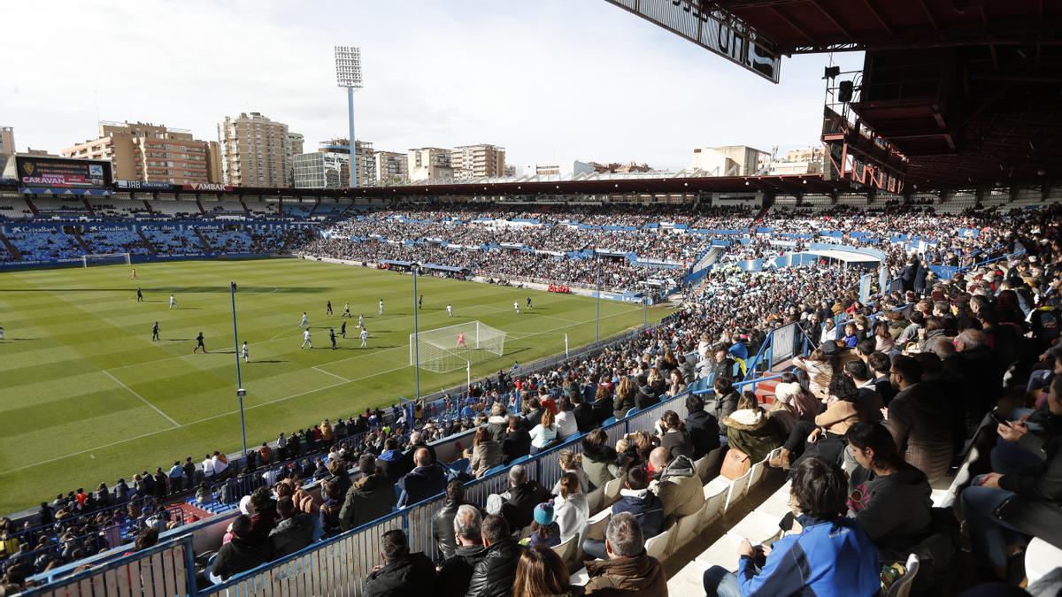 Imagen de La Romareda en un partido del Real Zaragoza.